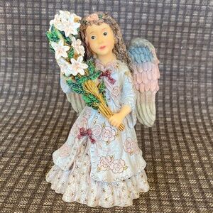 Angel Figurine with Floral Bouquet